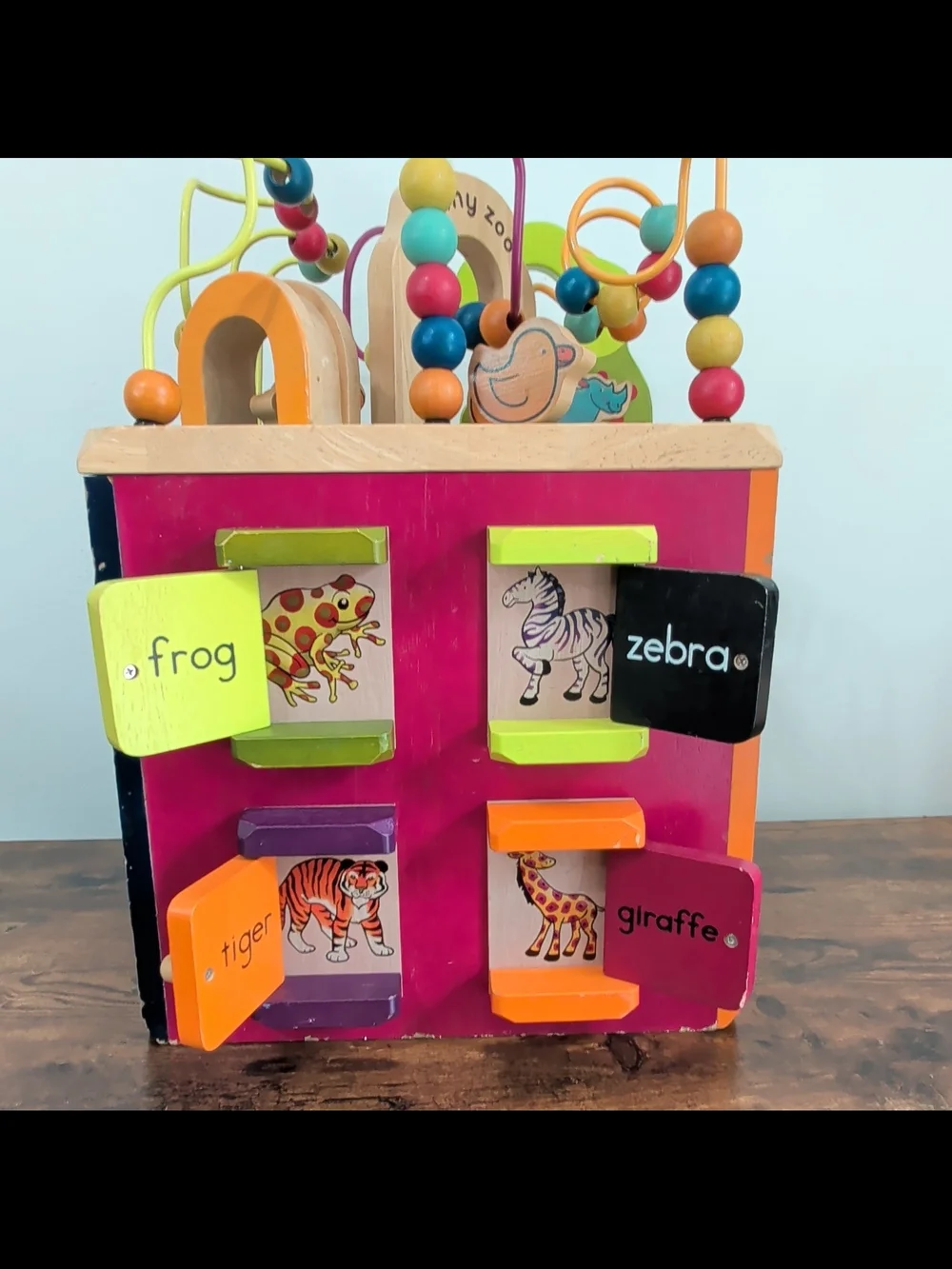 Orange Multi-Activity Wooden Alphabet Cube Toy